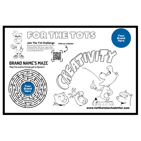 Custom Branded Tot Coloring Pages/Placemats - Qty 100